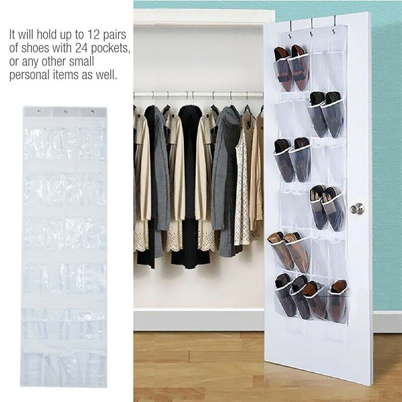 24 Pockets Shoes Organizer Rack Hanging Organizers Space Saver Hanging Over The Door Behind Closet Organizer Storage Hanger