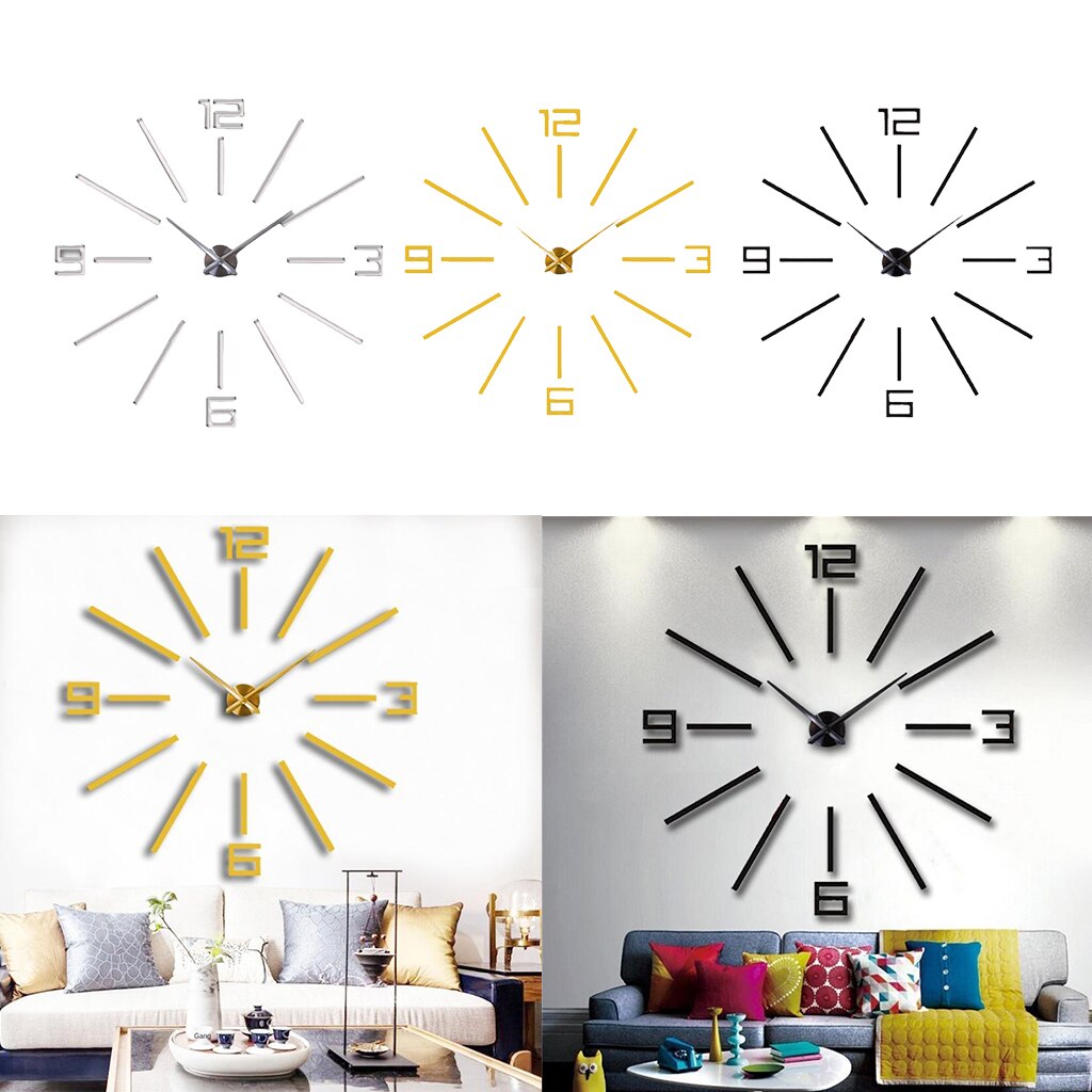 Grande FAI DA TE Orologio Da Parete Moderno 3D Numeri Adesivi Orologio Da Parete con Specchio per la Casa