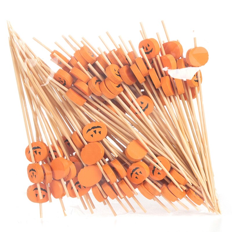 100PCS Cocktail Sticks Cute Toothpicks Fruit Food Picks For Kids Salad Dessert Sandwich Buffet Decorative Stick Kitchen Tools: Pumpkin