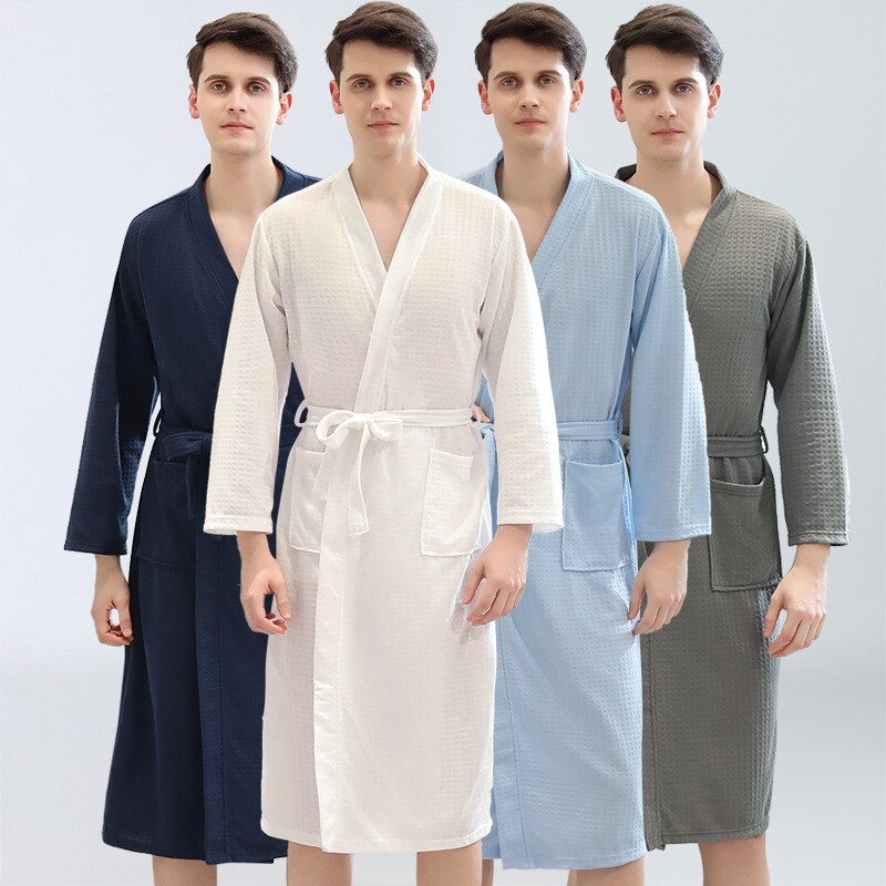 Thoshine-Bata de verano para hombre, ropa de dormir familiar, albornoz, pijamas informales para el hogar