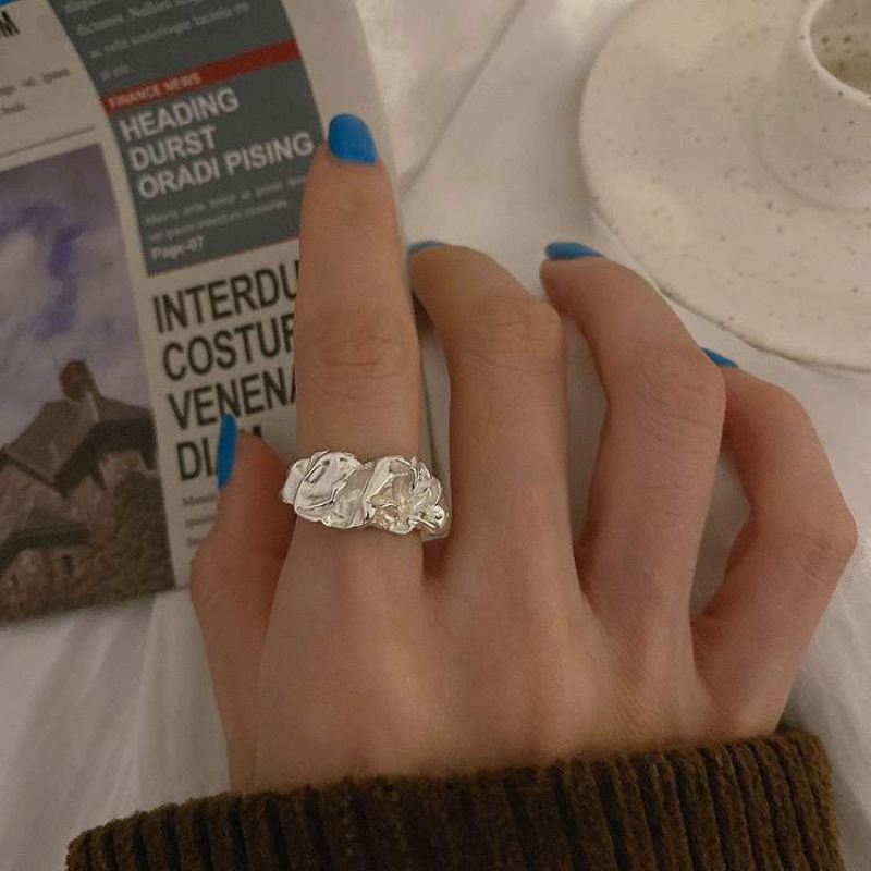 Onregelmatige geplooide ring voor vrouwen mannen open verstelbare ringen brede trendy vingerringen Y2K accessoires mode punk sieraden