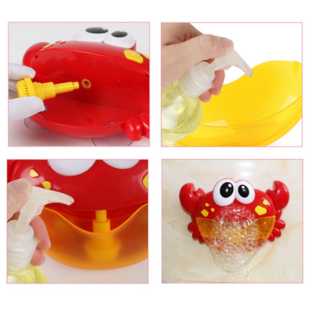 Kids Cute Funny Cartoon Crab Automatic Bubble Machine Maker Music Electric Bathtub Soap Blower Baby Bath Toy with 12 Songs