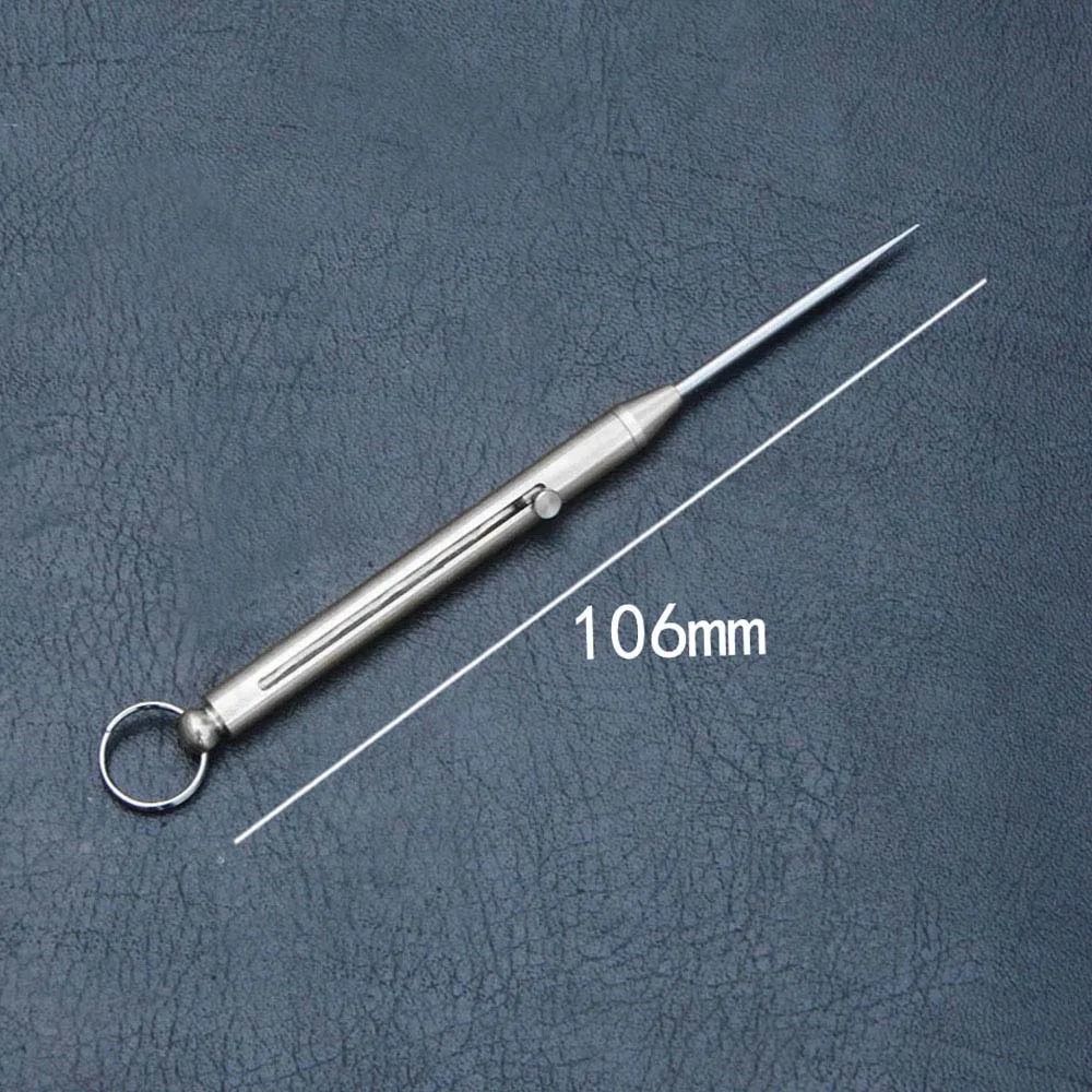 camping titanlegering trykk-dra fjær tannpirker med tannpirkerholder nøkkelring ultralett multifunksjonell fruktgaffel