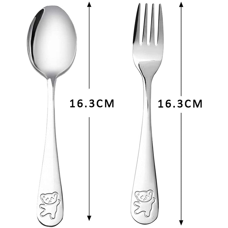 Kids Silverware Stainless Steel Children's Safe Flatware Little Bear Child Spoon And Fork Set Toddler Utensils