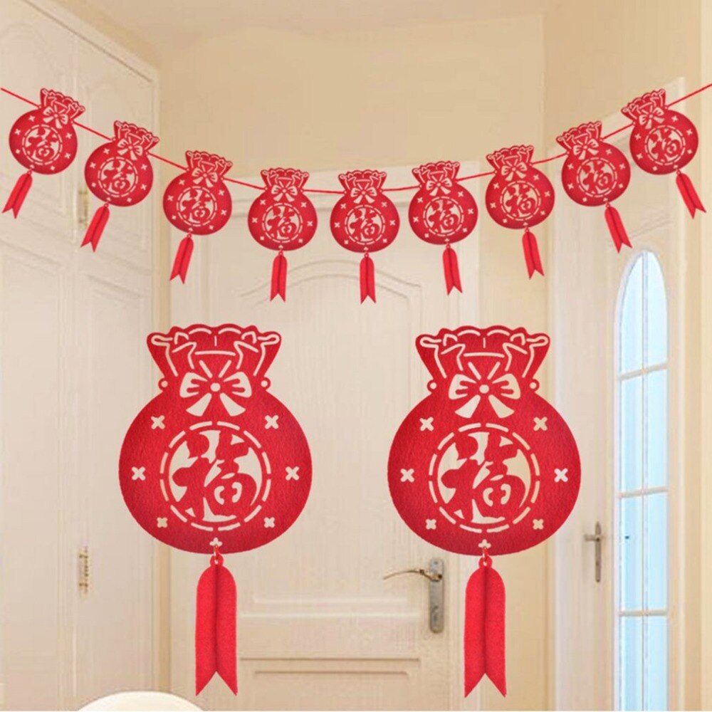 Bright Red Spring Festival String Banner Garland Bunting Flags Chinese Happy Year Supplies Shop Window Home Decoration
