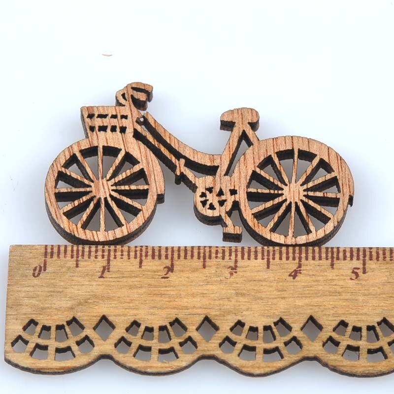 Estampado de bicicleta VINTAGE, álbum de recortes de madera, Carft, accesorios hechos a mano, decoraciones para el hogar, 49x29mm, 20 Uds., M1676