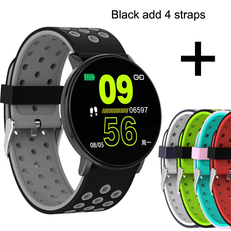 Fitness Tracker Watch Blood Pressure Smart Bracelet Pedometer Waterproof Fitness Bracelet Activity Tracker Smart Band Men Women: W8C add 4 straps