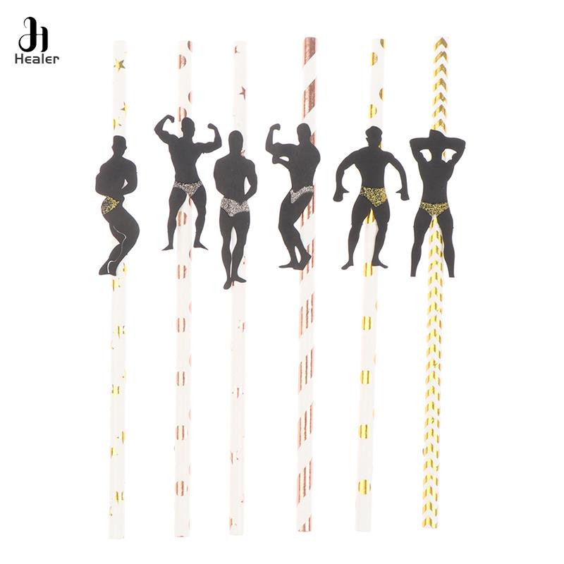 6Pcs Stripper Tanzen Männer Strohhalme Bachelorette Party Dekorationen Strohhalme Mexikanische Fiesta Party Trinken Favors Erwachsene Partei Liefert