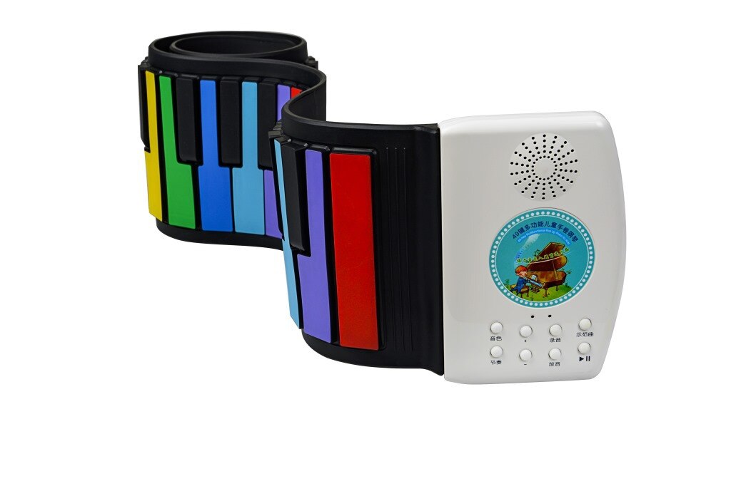 Roll Up Piano 49 Keys Silicone Portable Foldable Colorful Soft Keyboard Electronic Piano Rainbow Key rechargable