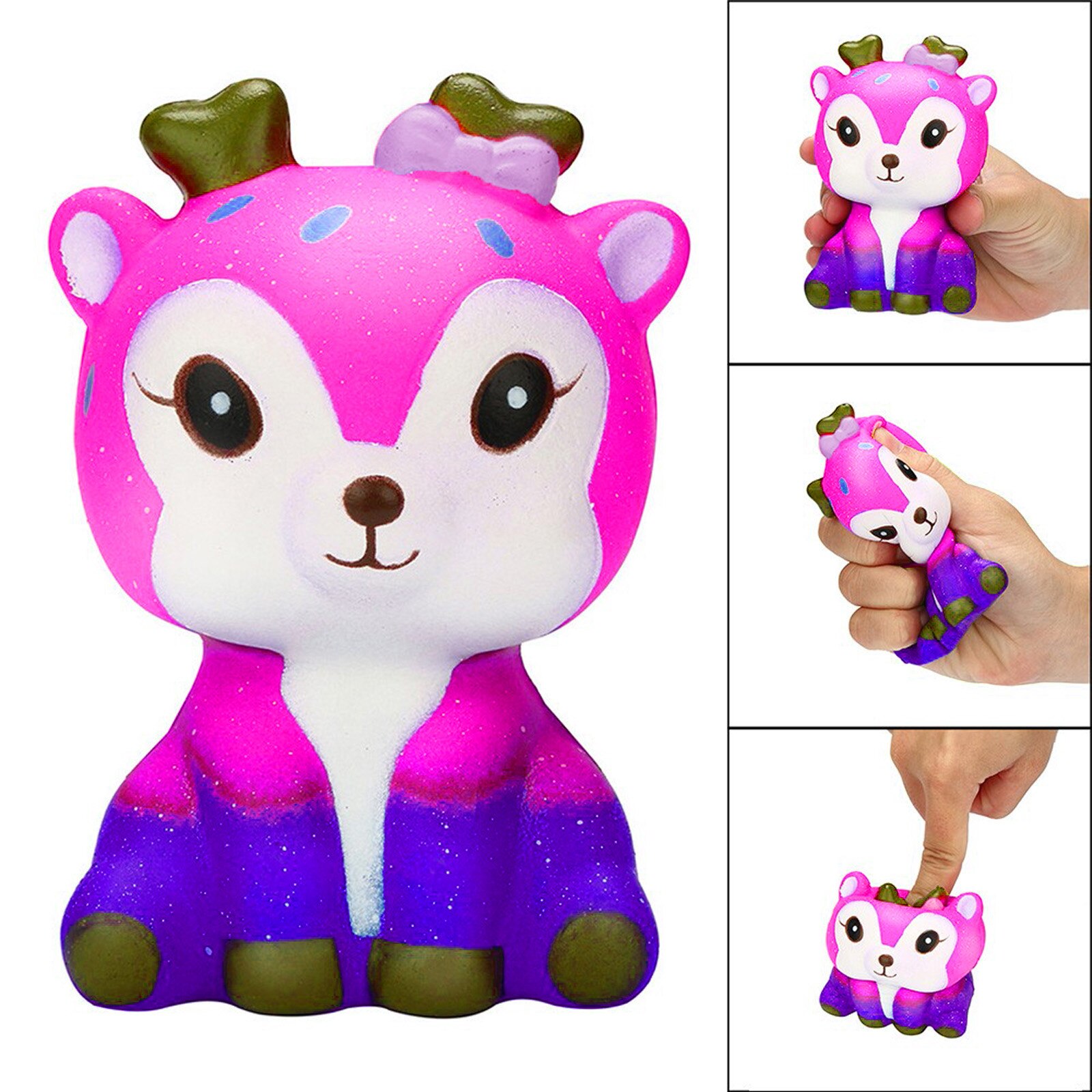 Kawaii Karikatur Squishy Spielzeug Galaxis Hirsch Langsam steigend Creme Duft Stressabbau Spielzeug Antistress-Neuheit Spielzeug Geburtstag: Rosa 