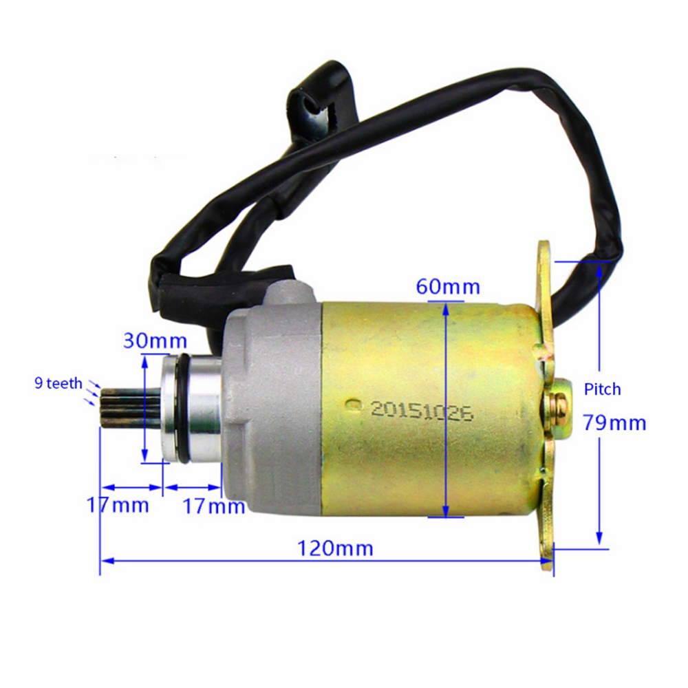 Motor de arranque de la motocicleta 9 dientes Quad Atv Buggy ciclomotor de cobre lleno de la motocicleta de arranque para GY6 125cc 150cc