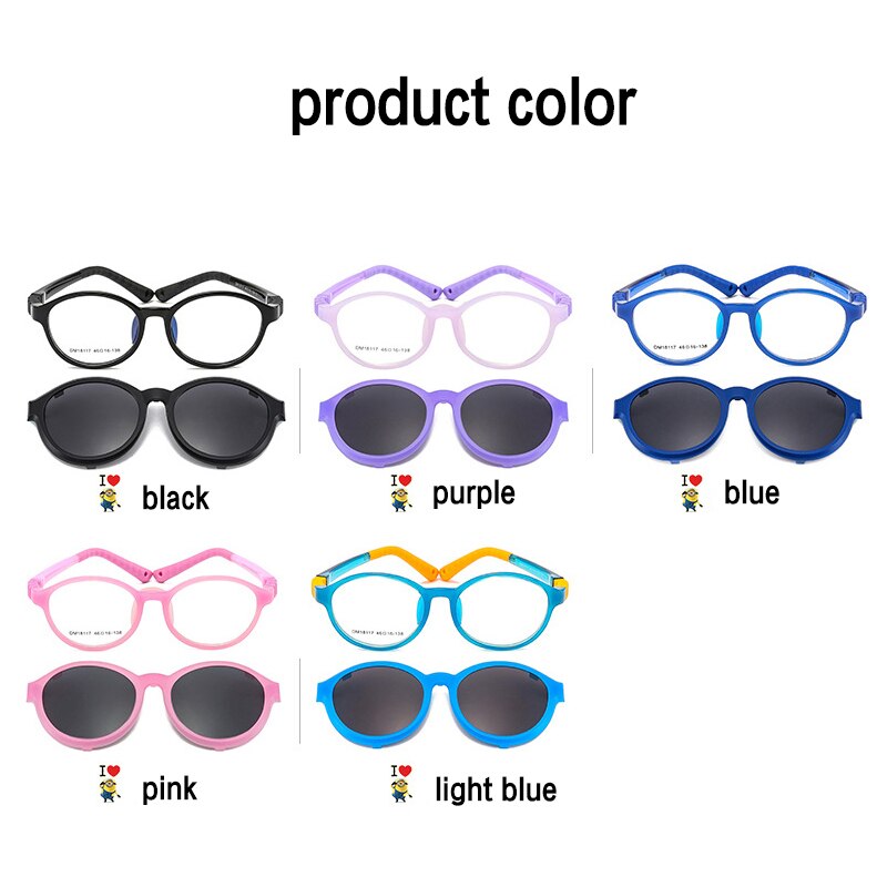 O-Q Club Kids Zonnebril Clip Op Bijziendheid Recept Kinderen Bril 2 In 1 Magnetische Gepolariseerde Brillen DM181117