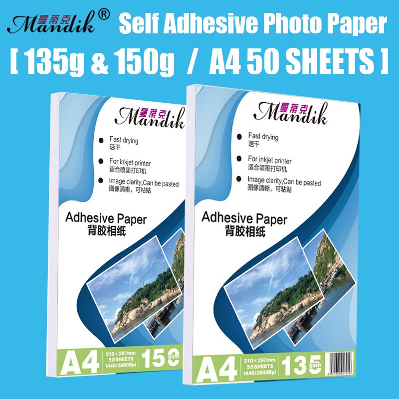 135G 150G A4 50 Vellen A6 100 Vellen Gegoten Gecoat Zelfklevende Inkjet Printing Fotopapier Sticker Label papier
