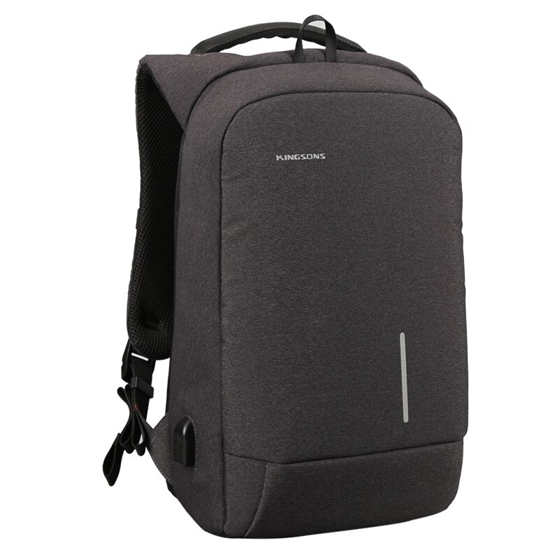 Kingsons rygsæk mænd kvinder 15.6 tommer laptop anti-tyveri taske usb opladning mini rygsæk til teenager skoletaske mochila: Mørkegrå / 15.6 inches