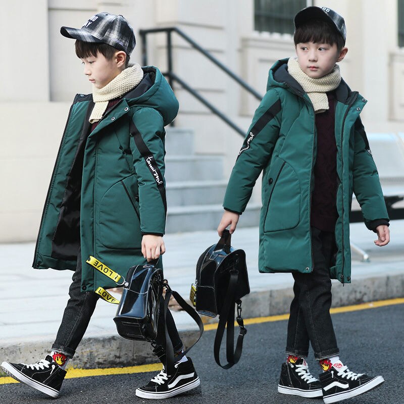 Teens Hooded Cotton Winter Coat American School Boys Sports Jackets