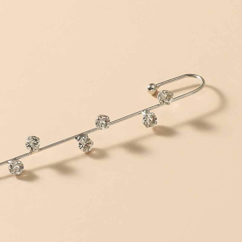 Zircon Piercing Earrings For Women Ear Needle Wrap Crawler Hook Earrings Pearl Cuff Stud Copper Inlaid Earrings 1Pc