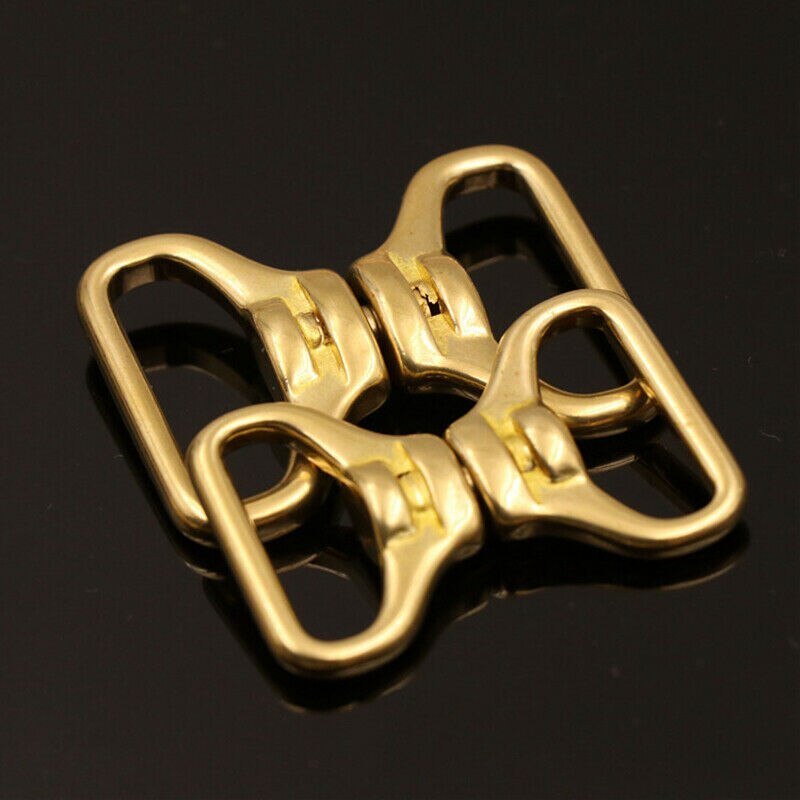 1piece Solid brass Double end swivel eye rotating connector for leather craft belt strap keychain Fob clip Pet rope leashes