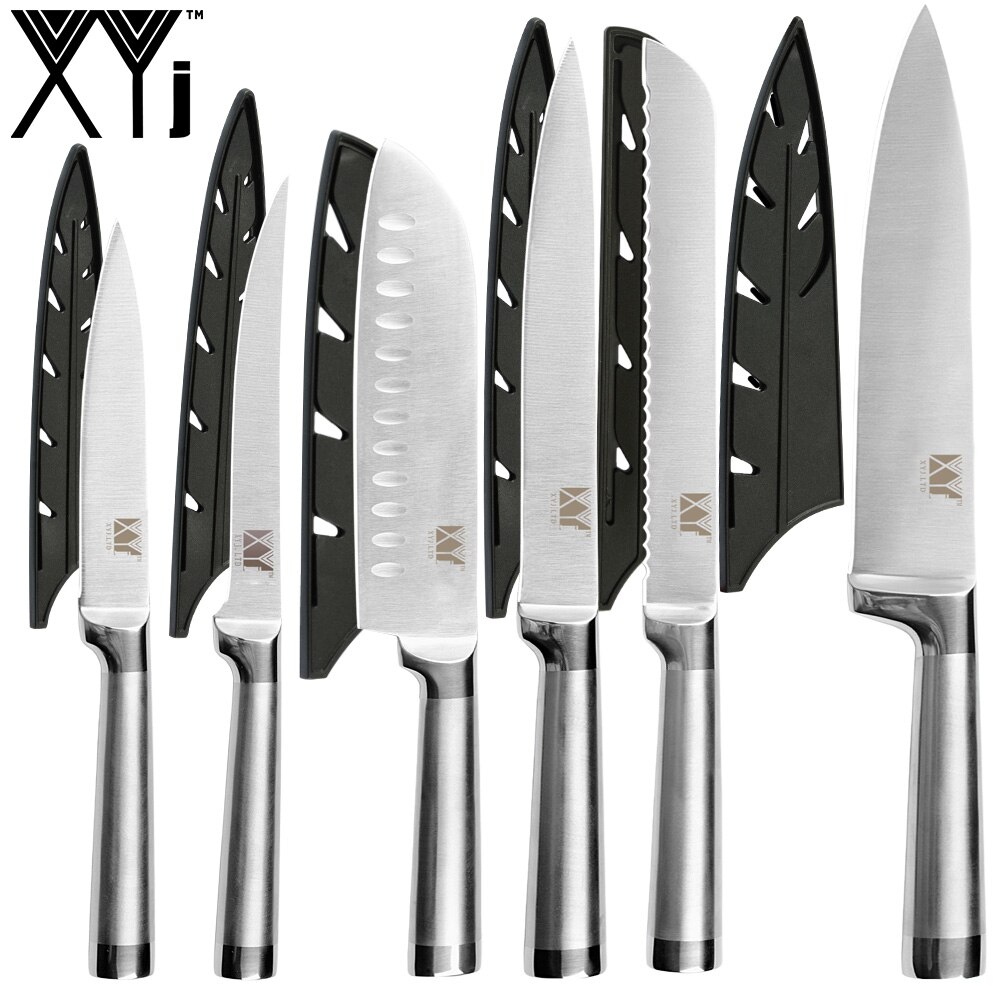 Kokkeknive santoku køkkenknive i rustfrit stål bloksliber kløver skæreknivbetræk etui: I .6 stk sæt