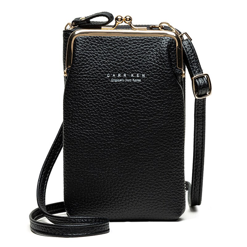 Zebella Telefon Tasche PU Leder Reise Tragbare Schulter Tasche Damen Geldbörsen Luxus Umhängetasche Umhängetasche: Schwarz