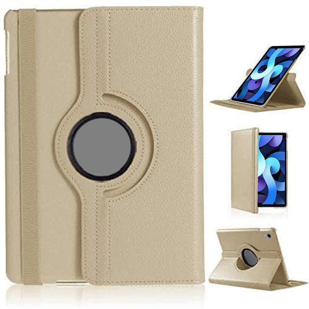For Apple iPad Air 4th Generation 10.9" Rotating Smart Case Leather Folding Stand Cover with Auto Wake/Sleep Function: Gold