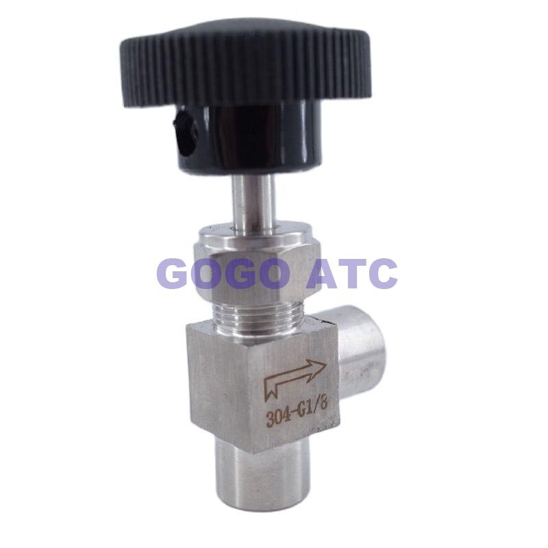 Válvula de aguja ajustable 1/8 ''1/4'' 3/8 "1/2" Ángulo recto hembra G hilo SS304 para válvula de aguja de aceite de Gas de agua