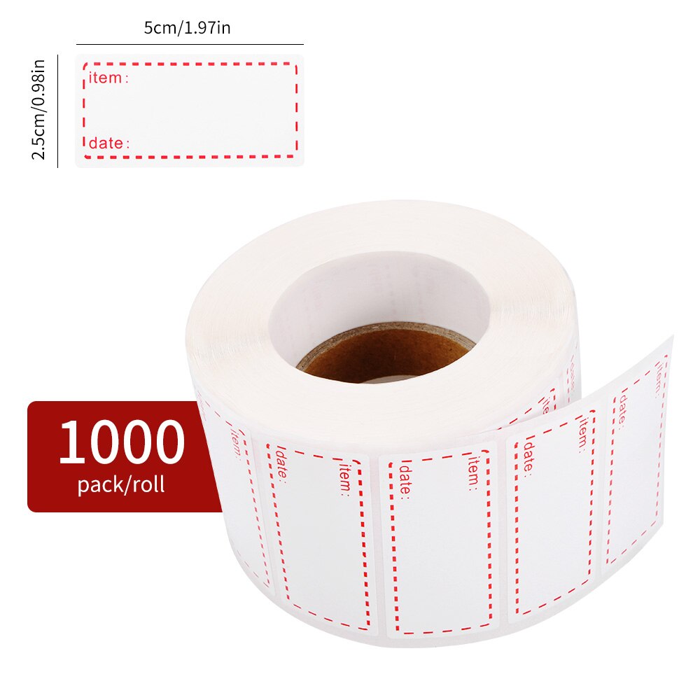 1000 stk /2 ruller selvklæbende aftagelig fryser køleskab mad opbevaring papir klistermærke pantry dato etiketter hvid