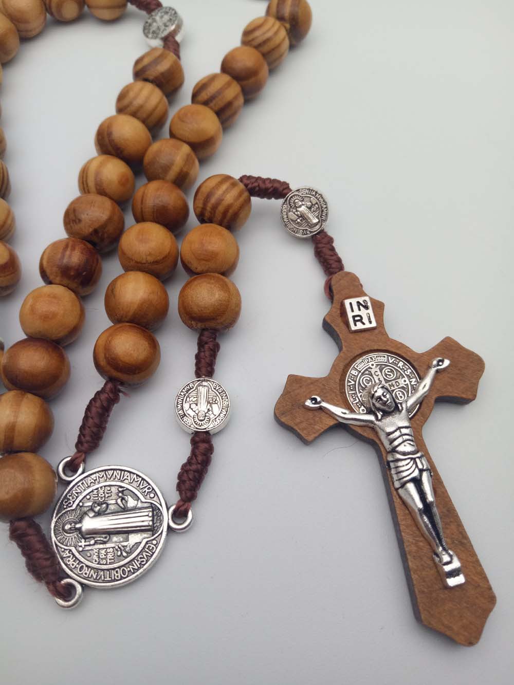 Katholieke Christelijke Oude Bronzen Retro Cross Sieraden Rozenkrans Ketting Kruisbeeld Houten Jesus Cross Hout