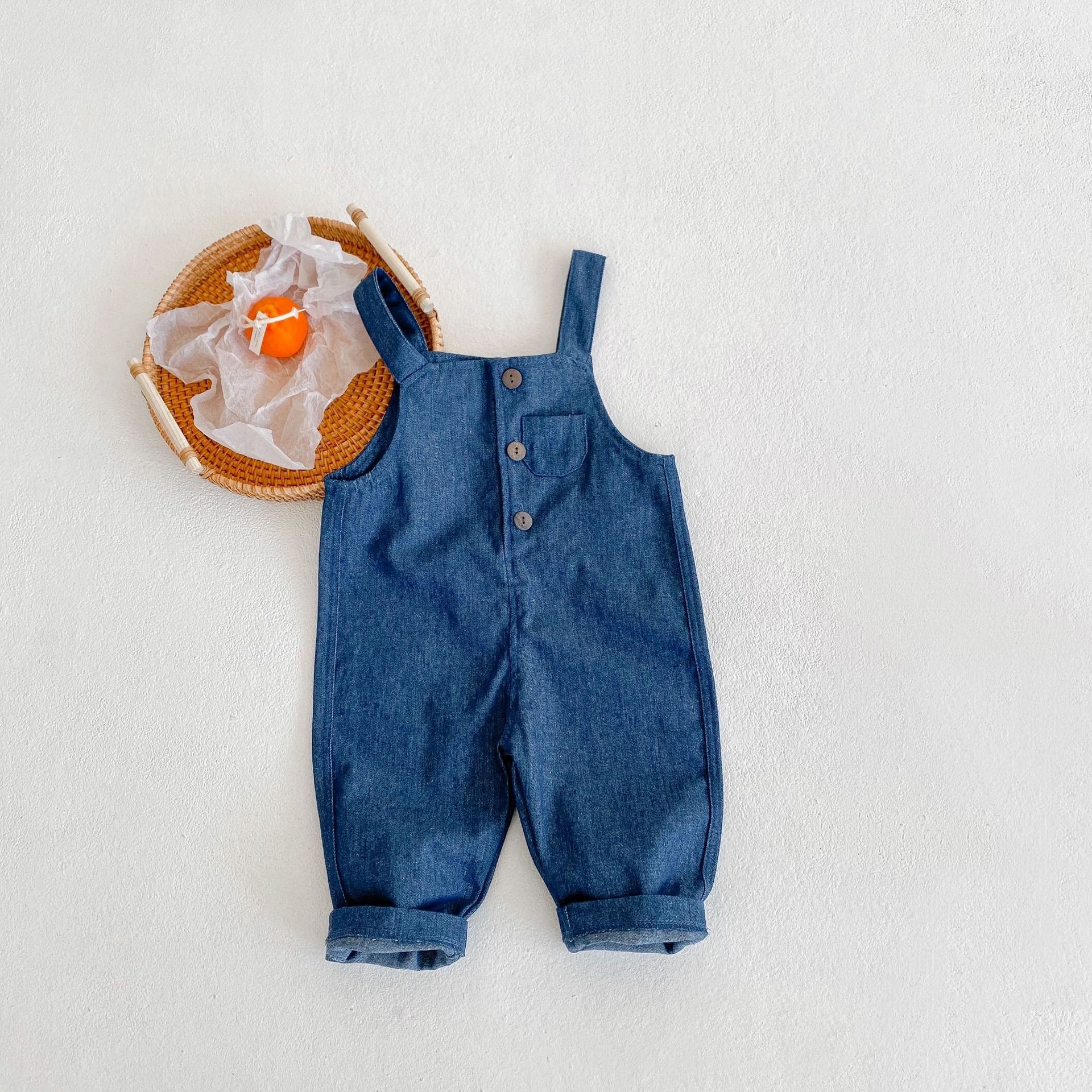 Jean à bretelles en coton et Denim pour bébé, pantalon à la pour garçon de 0 à 2 ans, printemps et automne, 1055B