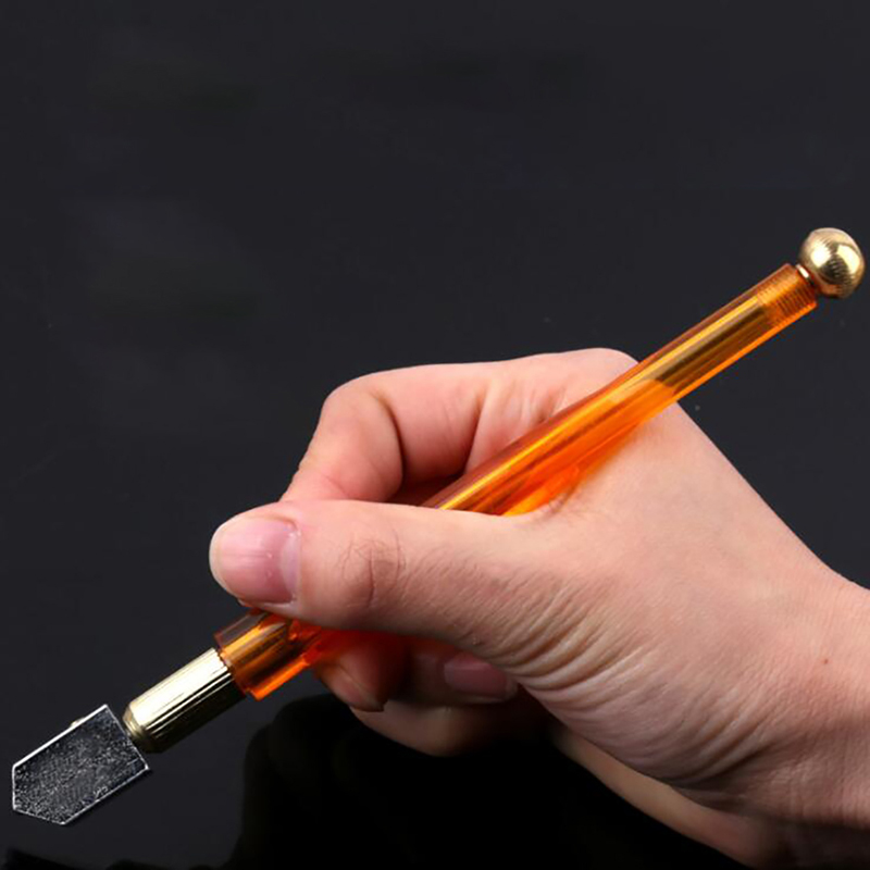 6mm-12mm Clear Plastic Handle Glass Cutter Pencil Style Oil Feed Carbide Tip Glass Cutter Cutting Tools for Tiles Mirror