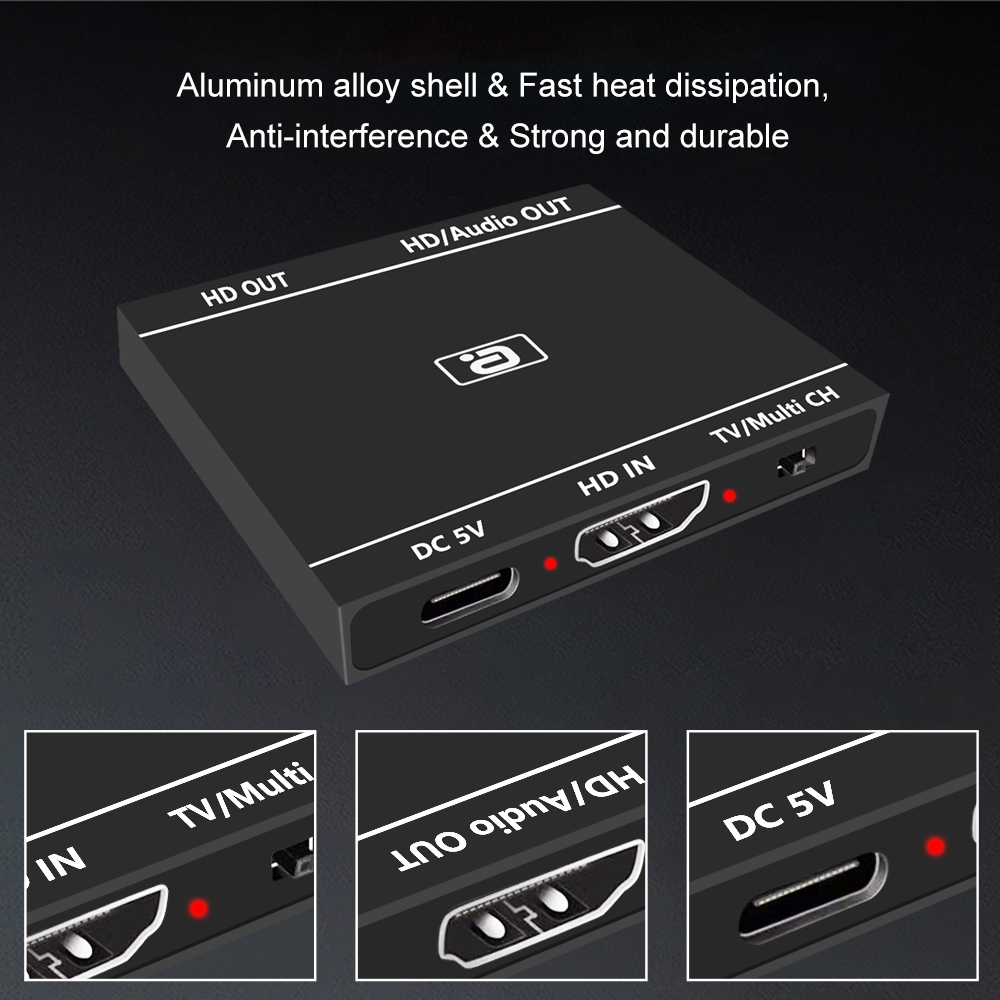 Hdmi 2.0b 1 x 2 splitter 4k @ 60hz uhd 1 in 2 ud kun hd lydudtrækker hdcp crack 7.1ch dolby atmos til ps tv-boks