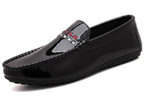 Tosjc man letvægts loafer fritidssko hvid farve slip-on blødt læder åndbart kørefodtøj til man 001: Sort / 39