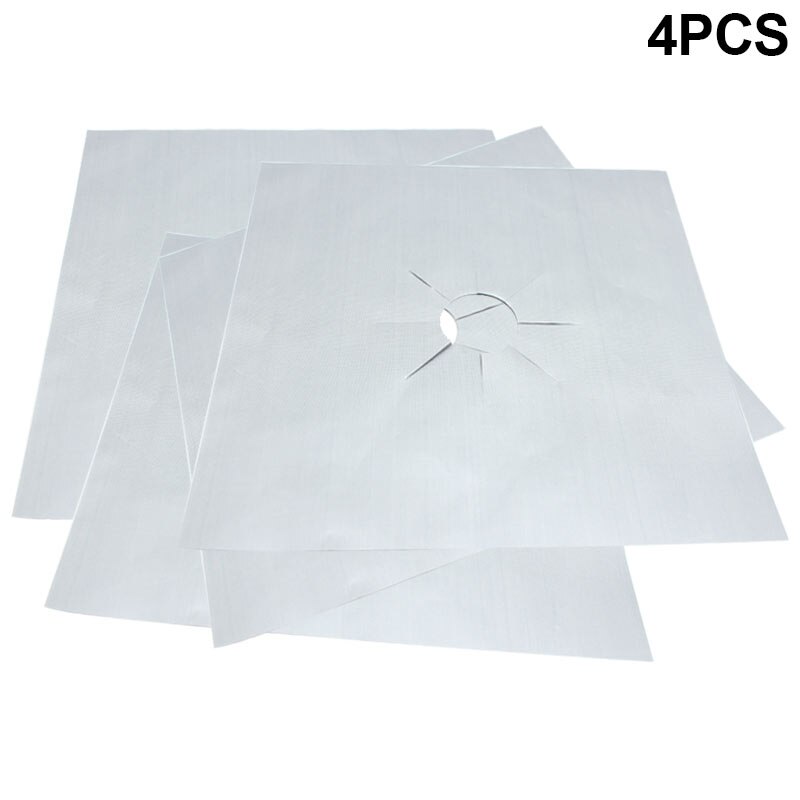 4 Pcs Reusable Sheet Gas Cooker Liner Protector Cover Gas Stove Furnace Protection Pad (27x27CM) 669