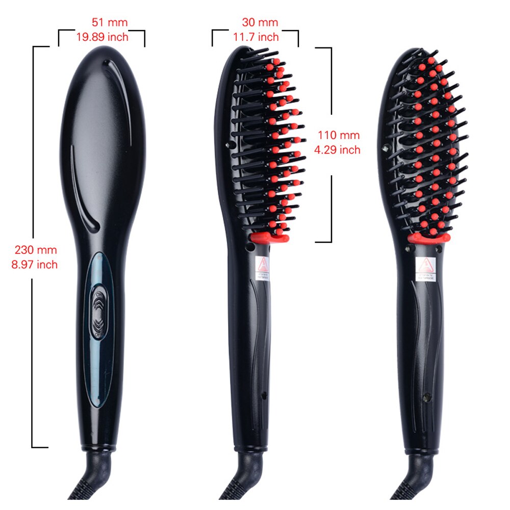 Cepillo eléctrico de cerámica para masaje y alisado del cabello, peine iónico negativo para salón, herramienta de peinado Anti frizz, plancha plana