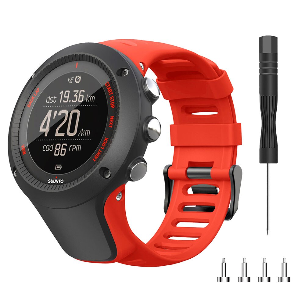 Silikon ersättning sport klockarmband för suunto ambit 3 /  ambit 2 /  ambit 1 smart watch armband armband rem 24mm klockarmband: Röd