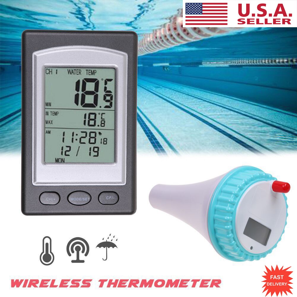 Digital trådløs swimmingpool termometer spa flydende temperaturmåler med 3 kanaler / tidsalarm / kalender