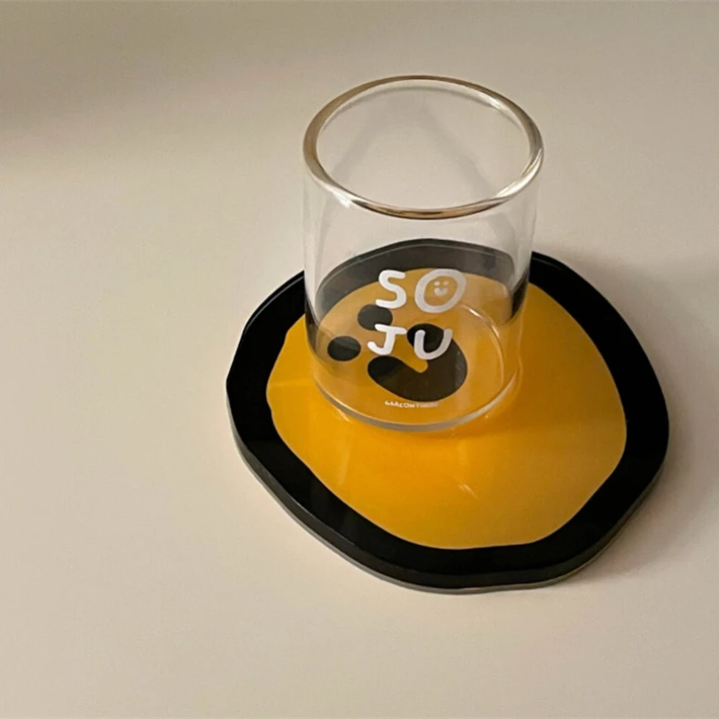 Posavasos acrílico antideslizante con almohadilla para taza de dibujos animados, resistente al calor, para escritorio, mantel individual para mesa, posavasos con aislamiento térmico