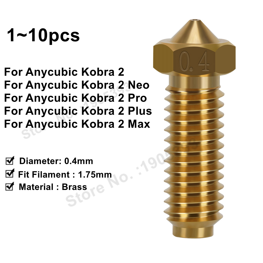 1~10pcs Brass 0.4mm 3D Printer Nozzle For Anycubic Kobra 2, Nozzles For Kobra2/ Kobra2 Pro/Kobra2 Max/ Kobra2 Plus