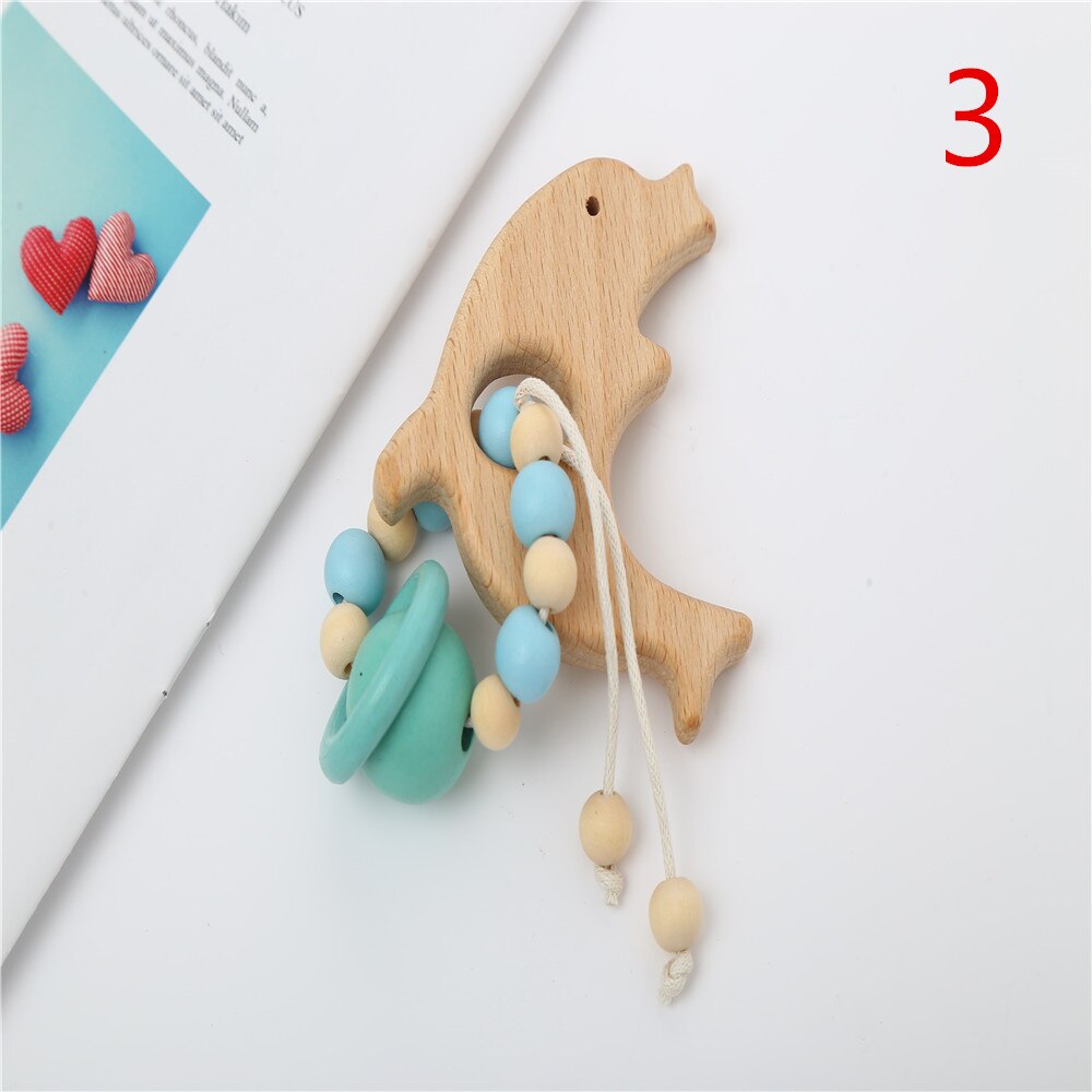 1Pc Hout Armband Dier Vormige Baby Organische Houten Siliconen Kralen Baby Molaire Speelgoed Voor Kids: 3