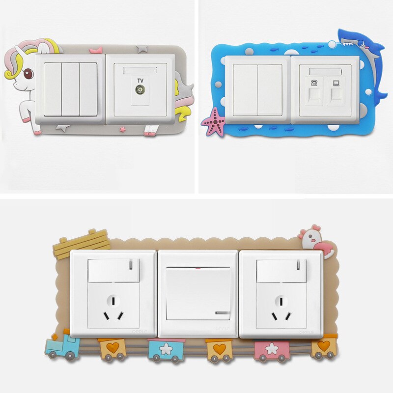 Double switch protective cover modern minimalist luminous switch wall stickers cartoon household socket switch decorative cover