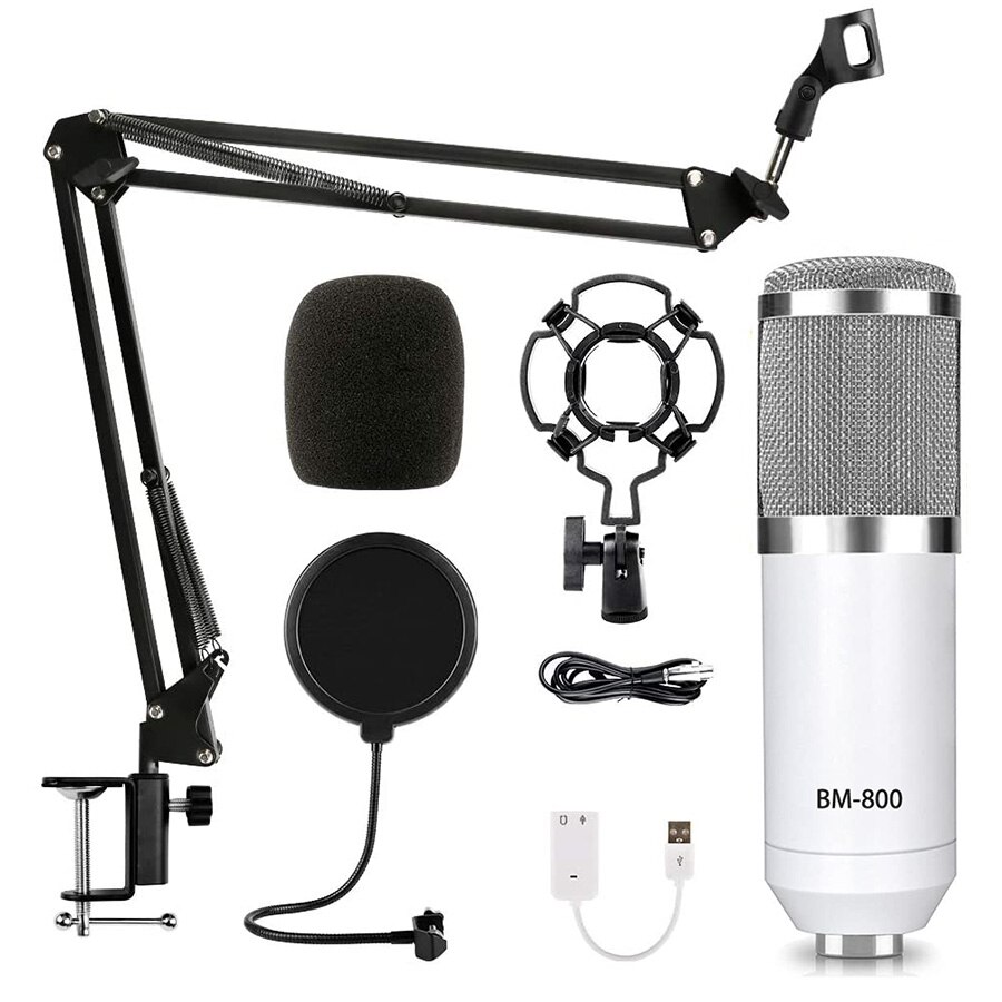 Bm800-conjunto de microfone condensador, gravação em computador, rede k, som da canção: White silver 10 set