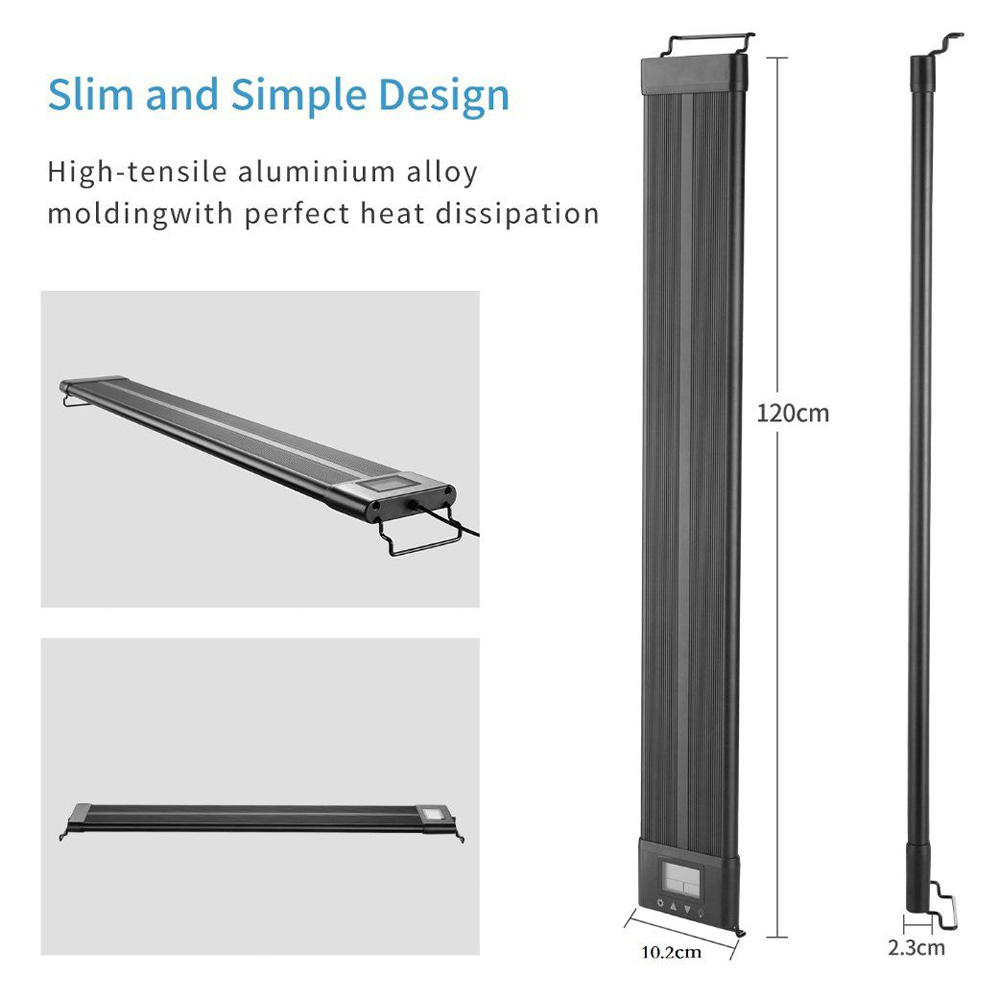 aquarium light led decoration with Aluminum Alloy Shell Extendable Brackets External Controller for Freshwater fish tank light