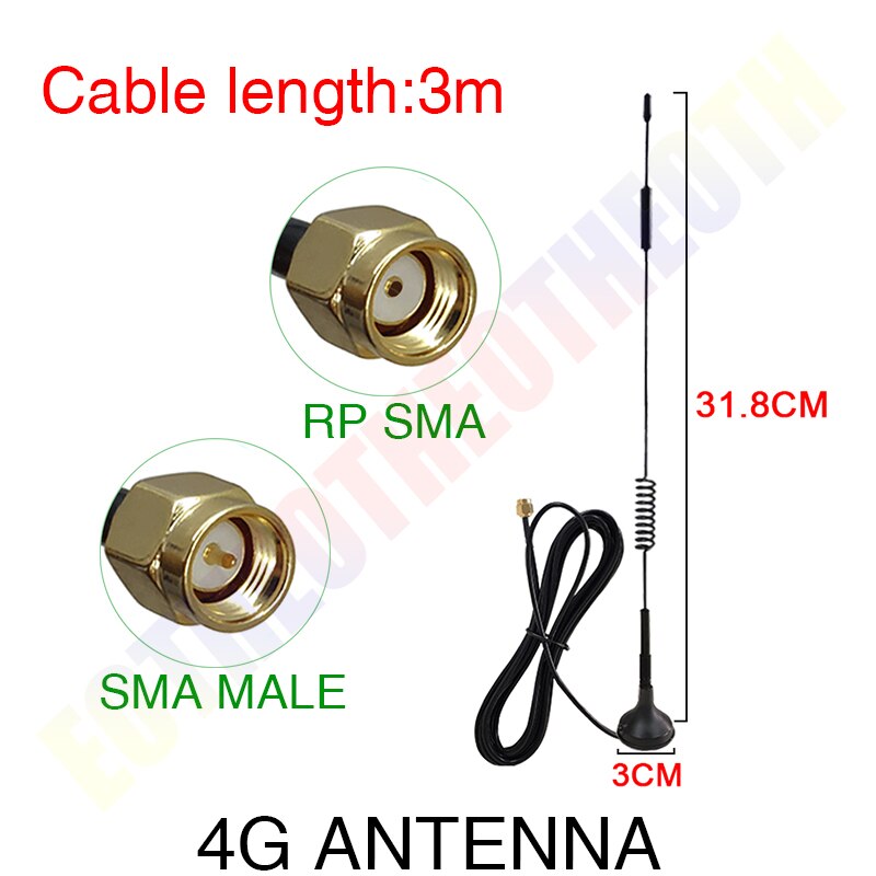 Eoth 1 2pcs 4G LTE Antenna 12dbi SMA Male Connector Aerial 698-960/1700-2700Mhz IOT magnetic base 3M Clear Sucker Antena