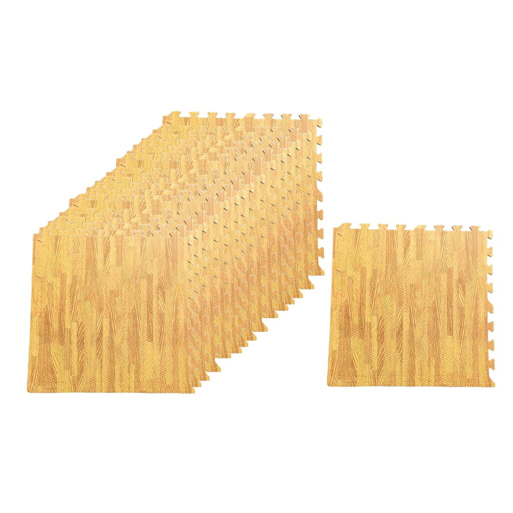 16 Pcs Interlocking Floor Mat EVA Foam Tiles Wood Grain Gym Exercise: Light