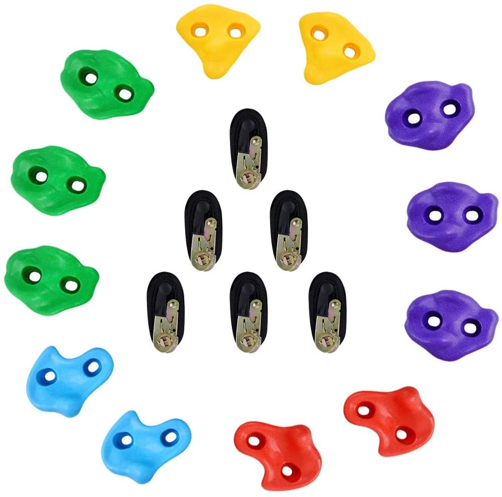 12 Tree Climbing Holds for Kids Climber, Adult Climbing Rocks with 6 Ratchet Straps for Outdoor