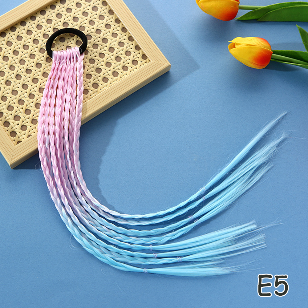 Extensiones de cabello con trenzas coloridas sintéticas con bandas de goma, coleta trenzada de arcoíris, accesorios para el cabello para niñas