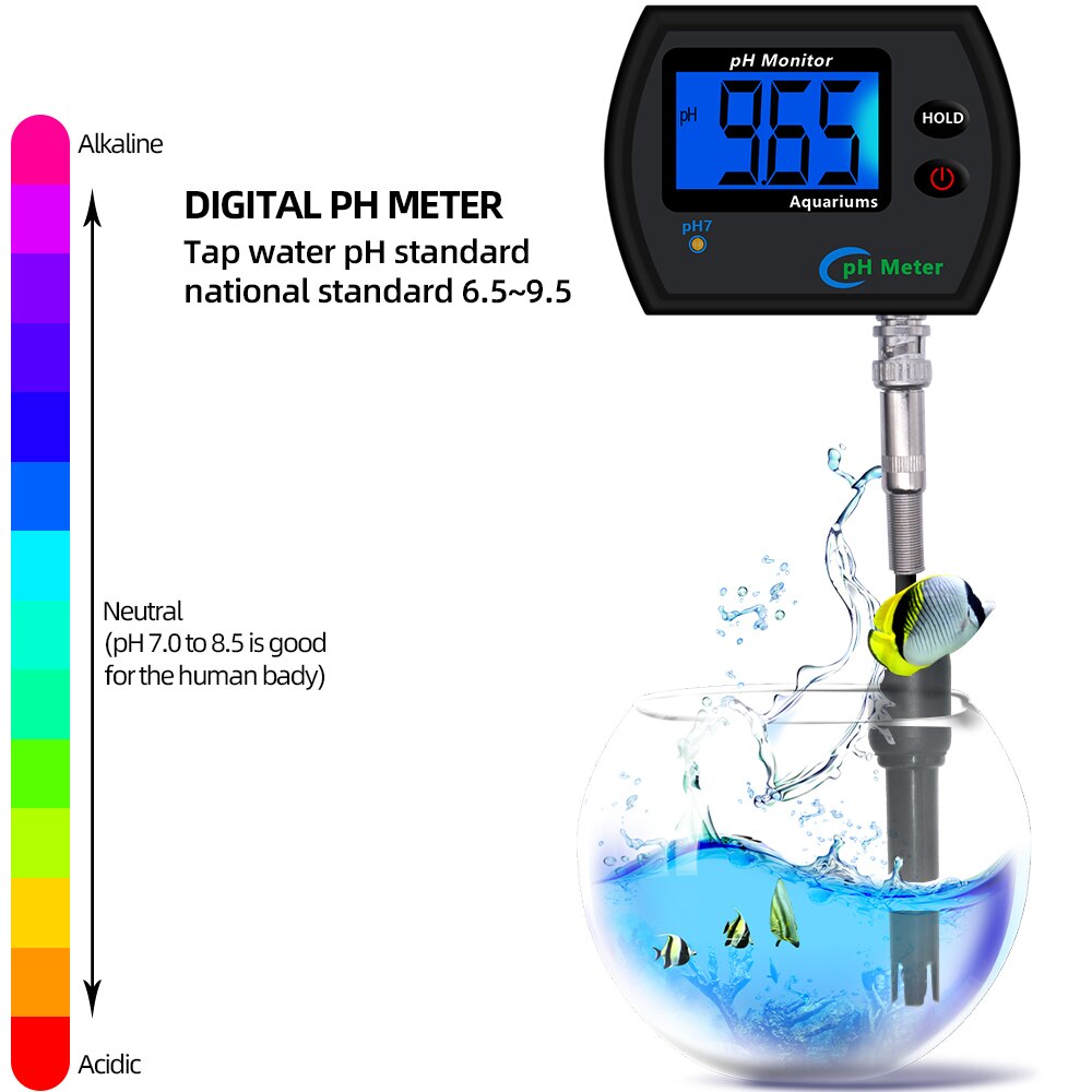 NICREW PH-990 Multi-parameter Online pH Meter Water Monitor Tester for Aquarium Acidometer with EU plug