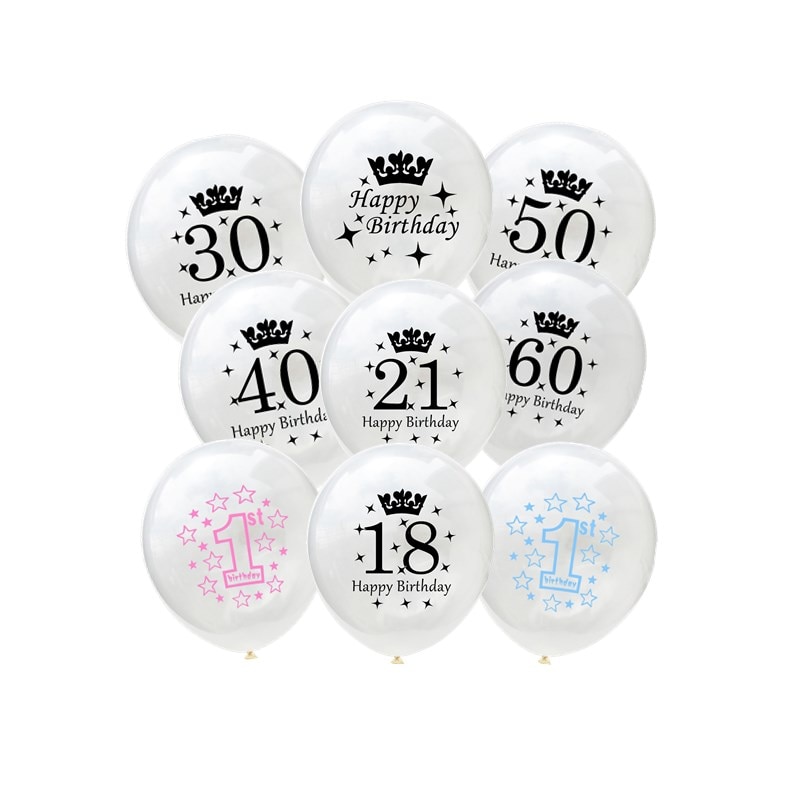 5 stuks 12 inch 16 18 21 30 40 50 latex ballonnen met cijferprint voor doe-het-zelf confetti ballonnen voor een gelukkige verjaardag, bruiloft of babyshowerdecoratie