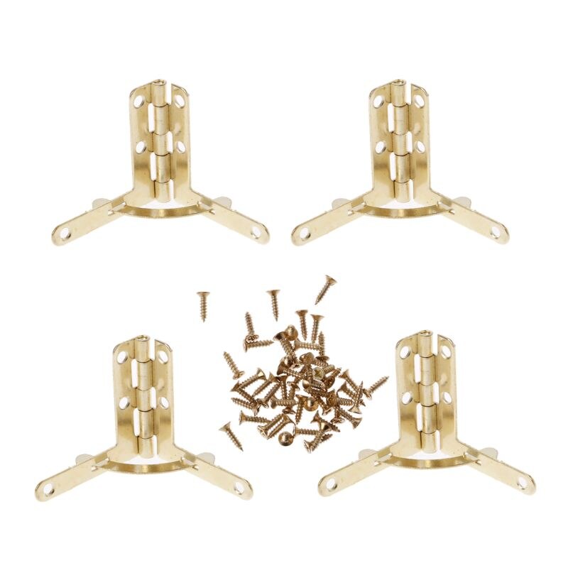 4pcs Angle Support Spring Hinge 90 Degree Hinge for Antique Brass Jewelry Wine Case Watch Box Wood Lid Hardware 30x 31mm: Default Title