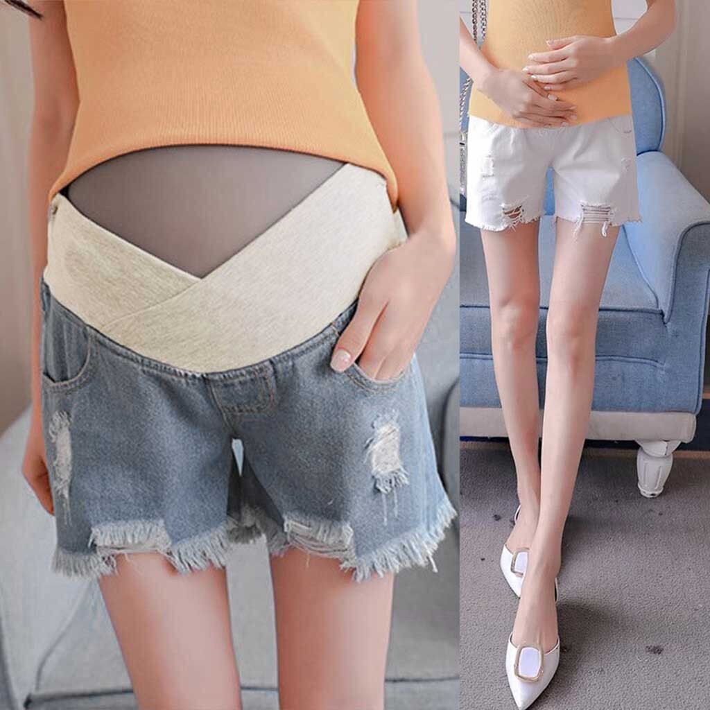 Tøj kvinder gravid kvinde denim jeans barsel solid kort pantsprop bellypremama graviditet tøj bukser ropa mujer