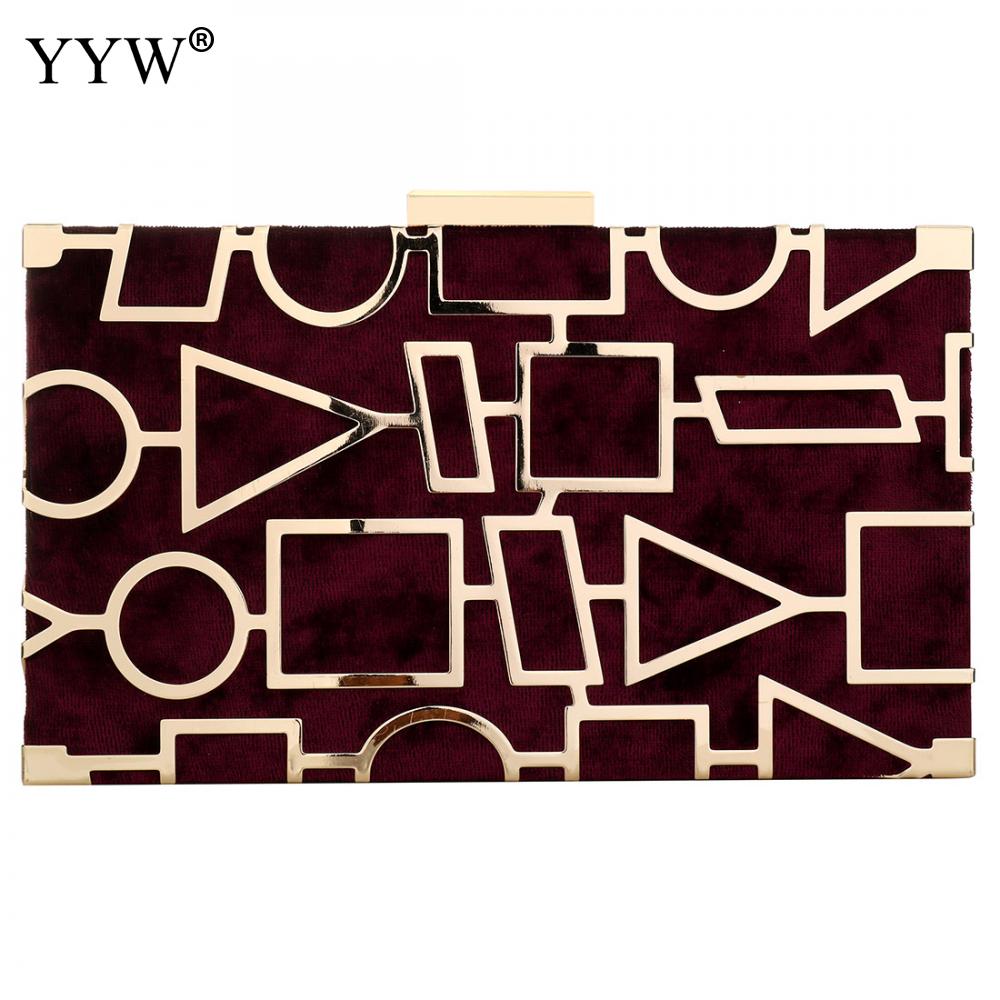 Zinklegering Clutch Tassen Voor Vrouwen Avondtasje Vrouwen Beroemde Mode Elegante Geometrische Chain Schoudertas Doos Koppelingen: burgundy